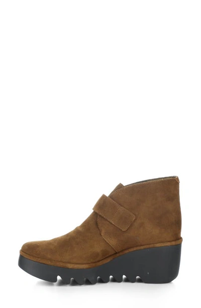 Shop Fly London Brit Wedge Bootie In Camel Oil Suede