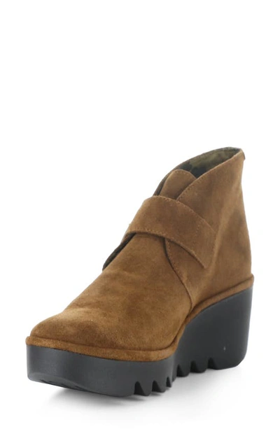 Shop Fly London Brit Wedge Bootie In Camel Oil Suede