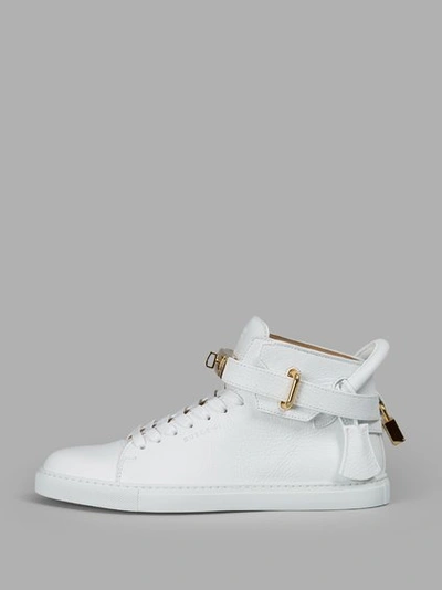 Shop Buscemi Women's White Leather 100 Mm High Top Sneakers