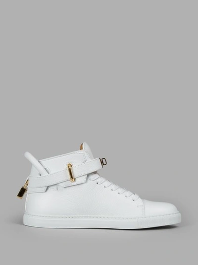 Shop Buscemi Women's White Leather 100 Mm High Top Sneakers