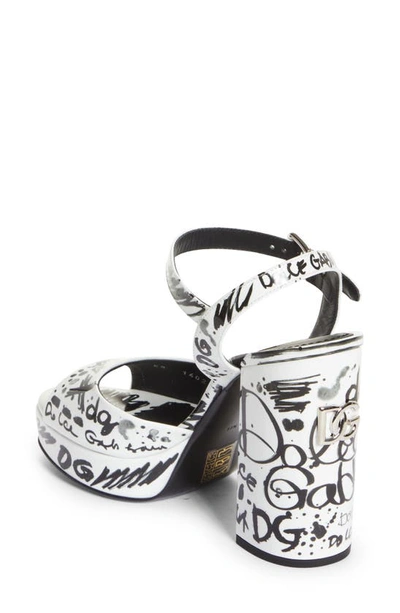 Shop Dolce & Gabbana Graffiti Logo Sandal In Hwsan Logo Due Nero F.bcott