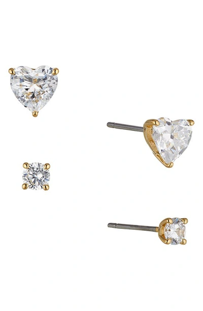 Shop Nadri Cubic Zirconia Heart Stud Earrings In Gold