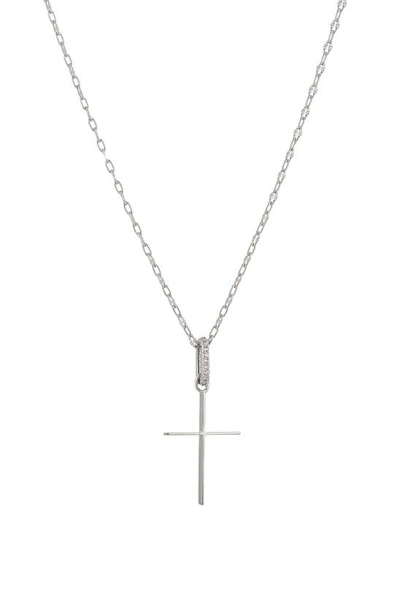 Shop Nadri Cubic Zirconia Cross Pendant Necklace In Rhodium