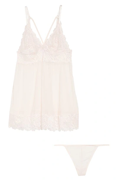 Shop Black Bow Sarah Lace Babydoll Chemise In Pearl Pink