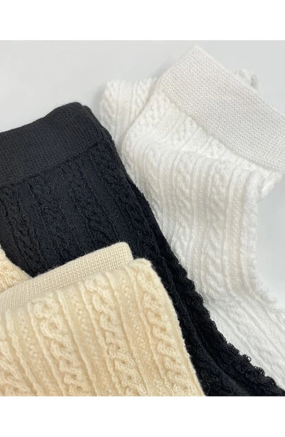 Shop Stems Textured 3-pack Crew Socks In Black/ Oat/ Ivory