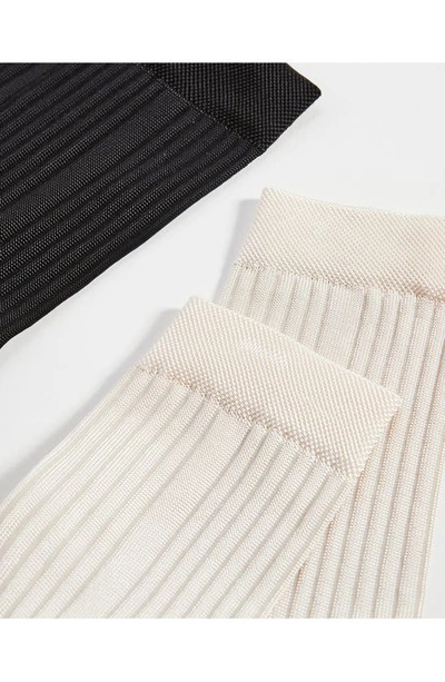 Shop Stems Assorted 3-pack Silky Rib Crew Socks In Black/ Ivory/ Black