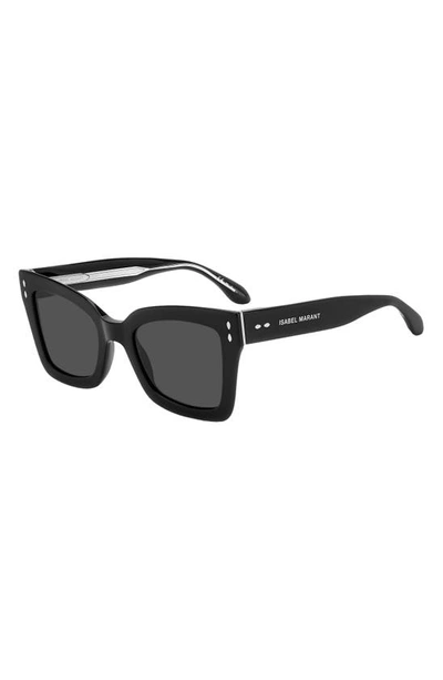 Shop Isabel Marant 52mm Flared Rectangular Sunglasses In Black / Grey