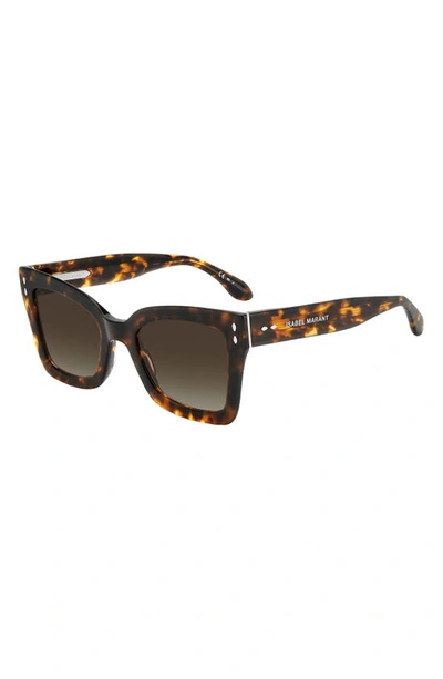 Shop Isabel Marant 52mm Flared Rectangular Sunglasses In Havana / Brown Gradient