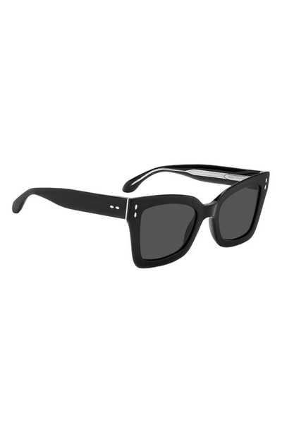 Shop Isabel Marant 52mm Flared Rectangular Sunglasses In Black / Grey