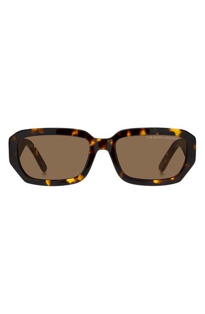 Shop Marc Jacobs 56mm Rectangular Sunglasses In Crystal Nude / Brown