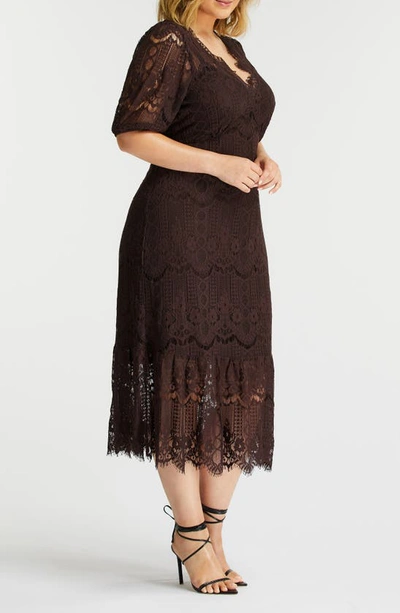 Shop Estelle Lucca Lace Cocktail Dress In Chocolate