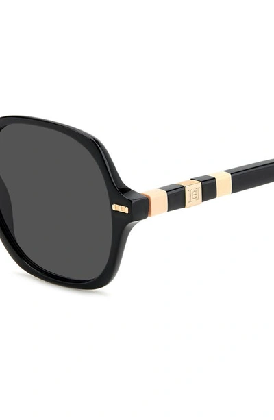 Shop Carolina Herrera 55mm Square Sunglasses In Black Nude / Grey