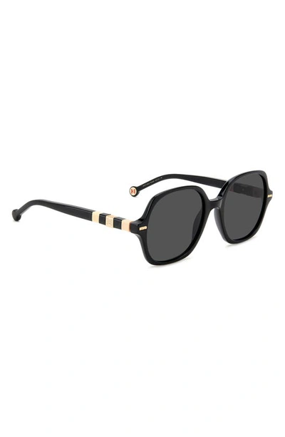 Shop Carolina Herrera 55mm Square Sunglasses In Black Nude / Grey