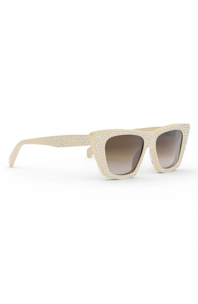 Shop Celine Animation 51mm Gradient Cat Eye Sunglasses In Ivory / Gradient Brown