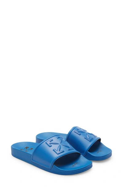 Off-white Arrow Rubber Slide Sandals In Blue/blue
