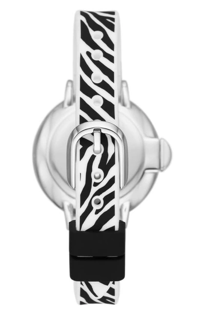 Shop Kate Spade Park Row Zebra Stripe Silicone Strap Watch, 34mm