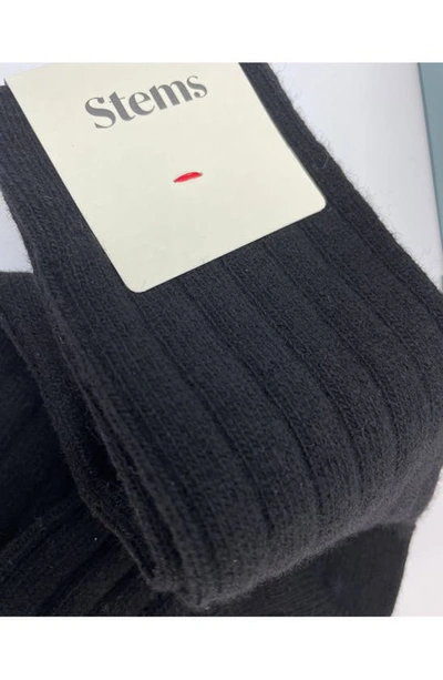 Shop Stems Luxe Merino Wool Blend Crew Socks In Black