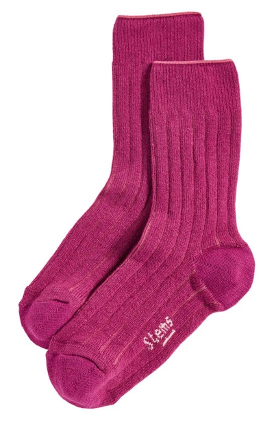 Shop Stems Luxe Merino Wool Blend Crew Socks In Violet
