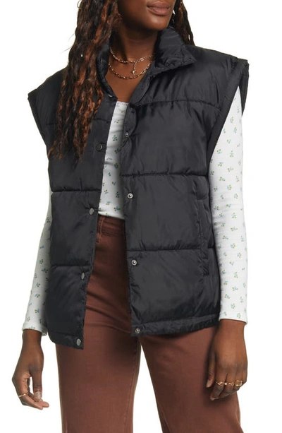 Puffer gilet with snap buttons · Black · Coats And Jackets