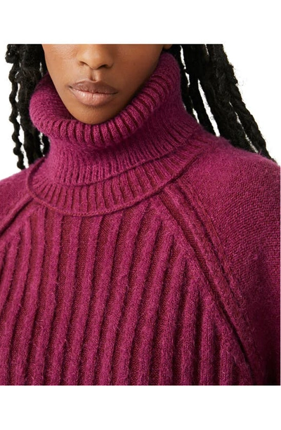 Shop Free People Big City Turtleneck Sweater In Mulberry Garnet Com