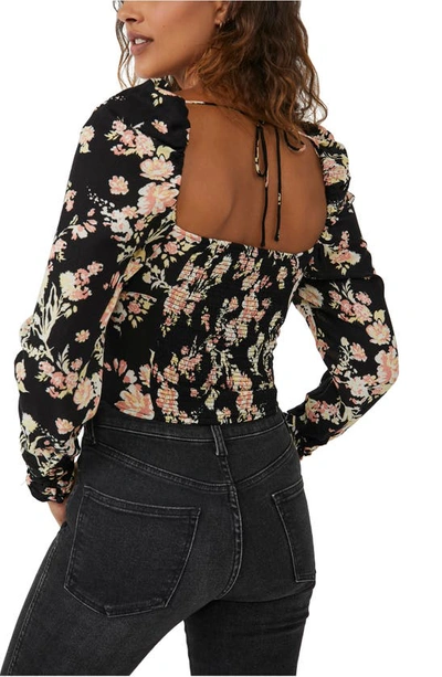 Shop Free People Hilary Print Keyhole Neck Top In Black Combo
