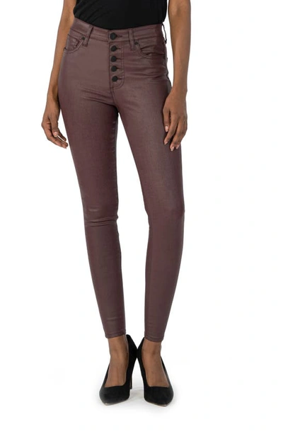 Kut From The Kloth Mia High Waist Coated Skinny Jeans In Bordeaux | ModeSens
