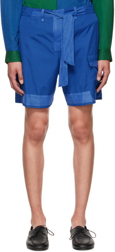 Shop Sébline Blue Combat Shorts In Workers Blue