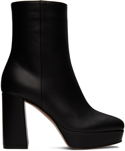 Gianvito Rossi Leather Platform Ankle Boots In Black