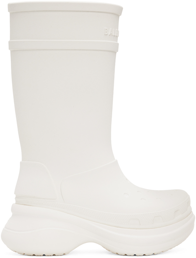 Shop Balenciaga White Crocs Edition Boots In 9000 White