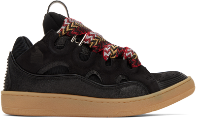 Shop Lanvin Black Curb Sneakers In 10 Black