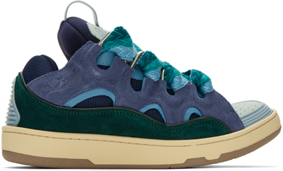 Shop Lanvin Blue Curb Sneakers In 2040 Blue/green