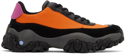 Shop Mcq By Alexander Mcqueen Black & Orange L11 Crimp Sneakers In 7005 Rocket