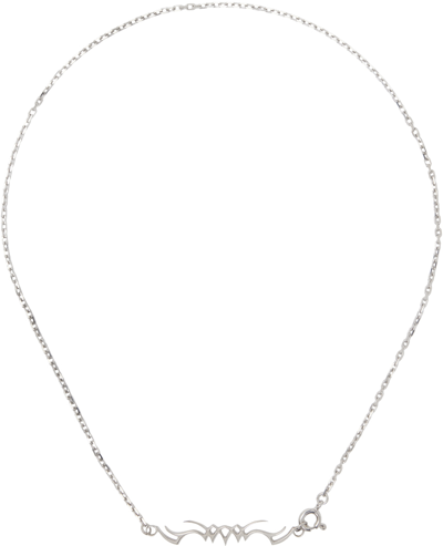 Shop Alan Crocetti Silver Tribal Tattoo Necklace In Rhodium Vermeil