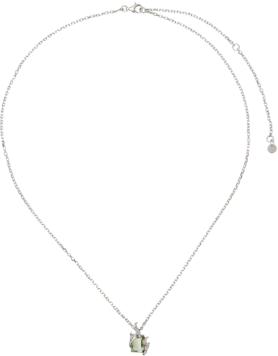 Shop Alan Crocetti Silver & Green Flare Necklace In Rhodium Vermeil