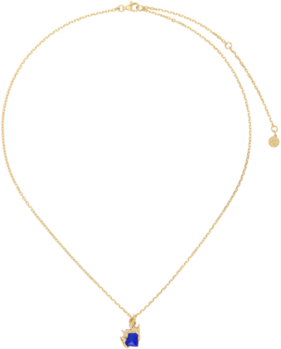 Shop Alan Crocetti Ssense Exclusive Gold & Blue Flare Necklace In Gold Vermeil