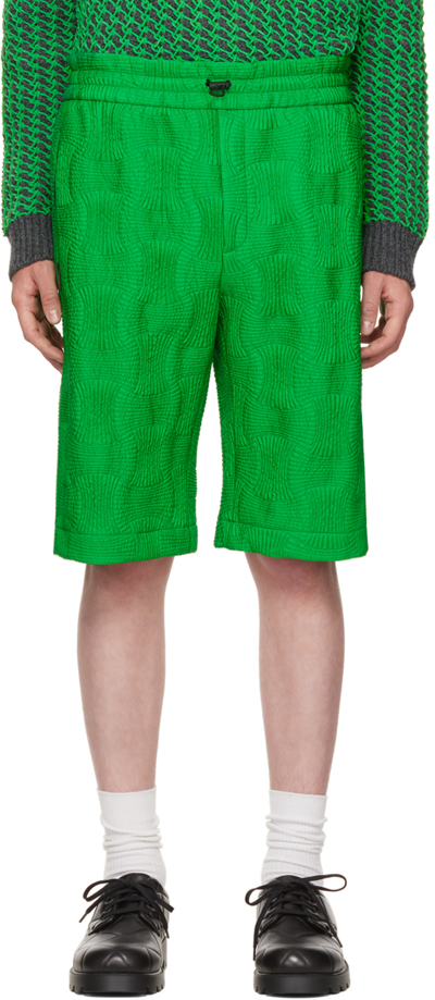 Shop Bottega Veneta Green Insulated Shorts In 4809 Parakeet