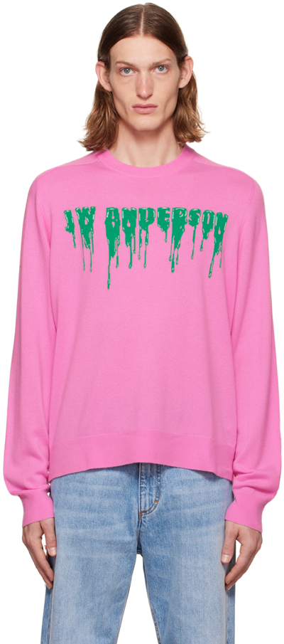 Shop Jw Anderson Pink Slime Sweater In 357 Hot Pink/green