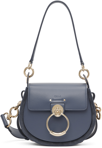 Shop Chloé Blue Small Tess Bag In 4d8 Graphite Navy