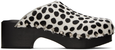 Shop Re/done Black & White 70s Studded Clogs In White Polka Dot Calf