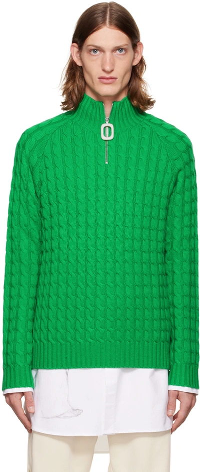 Shop Jw Anderson Green Cable Turtleneck In 500 Green