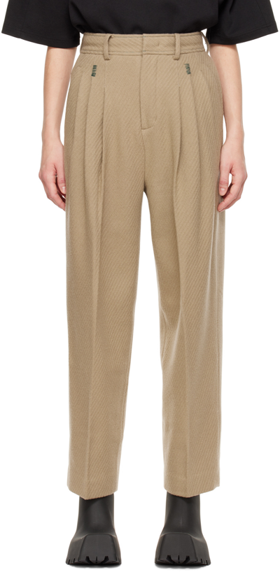 Ader Error Beige Pleated Trousers In Beige