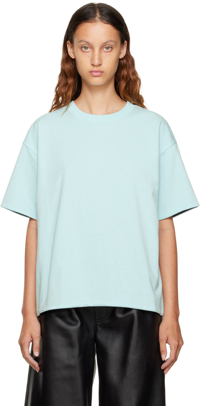Bottega Veneta Double Layer Sleeve Light Cotton T-shirt In 8965 Pale Blue/fonda