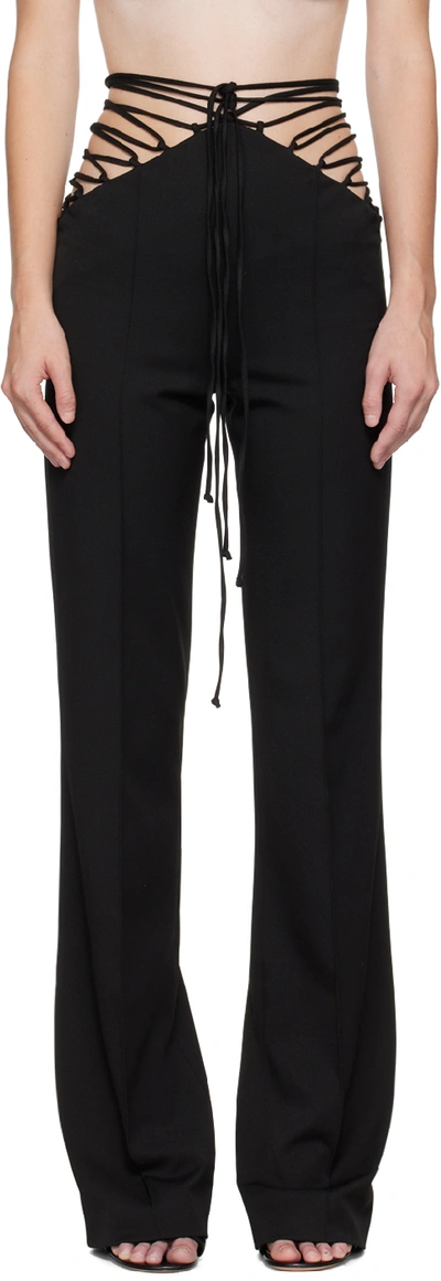 Shop Aleksandre Akhalkatsishvili Black Lace Up Trousers