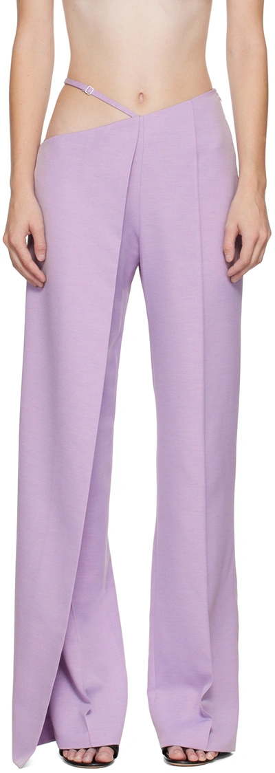 Shop Aleksandre Akhalkatsishvili Purple Asymmetric Wide Leg Trousers In Lavender