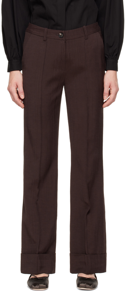Shop Co Brown Cuffed Trousers In 208 Dark Brown