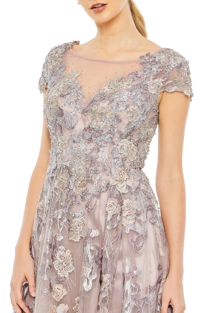 Mac Duggal Womens Beaded Mesh Cocktail And Party Dress In Lilac