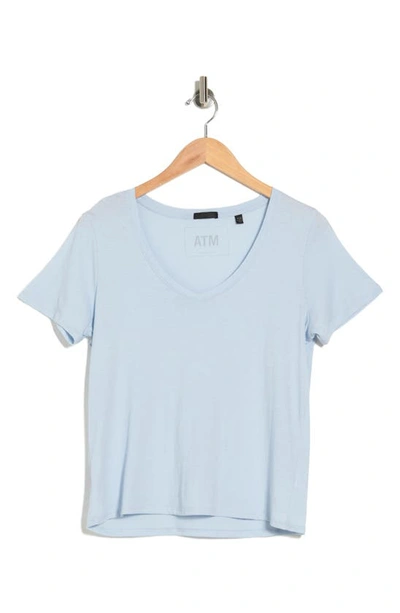Shop Atm Anthony Thomas Melillo V-neck Cotton Jersey T-shirt In Powder Blue