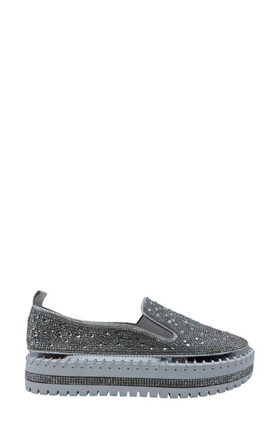 Azalea Wang Rhinestone Sneaker In Silver