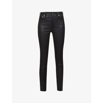 Shop Polo Ralph Lauren Slim-leg Mid-rise Leather Trousers In Polo Black