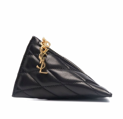 Saint Laurent Triangle Ysl Quilted Pouch Key Chain